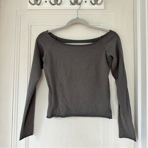 Grey Brandy Melville long sleeve off the shoulder top